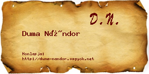 Duma Nándor névjegykártya