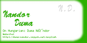 nandor duma business card